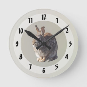 Rabbit Sitta Rund Klocka
