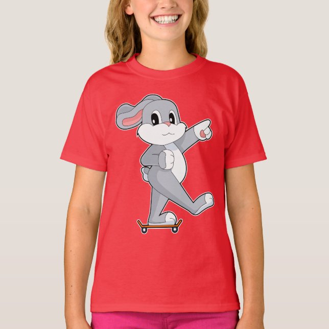 Rabbit Skater Skateboard T Shirt (Framsida)