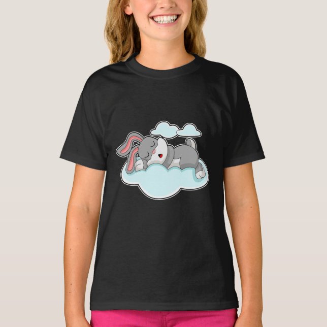 Rabbit Sleeping Clouds T Shirt (Framsida)