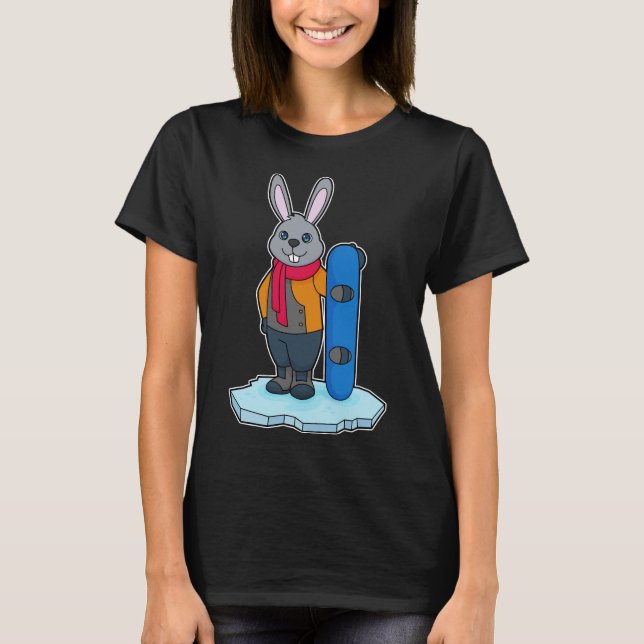 Rabbit Snowboard Winter sport T Shirt (Framsida)