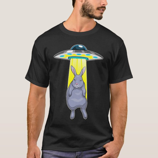 Rabbit Spaceship Space T Shirt (Framsida)