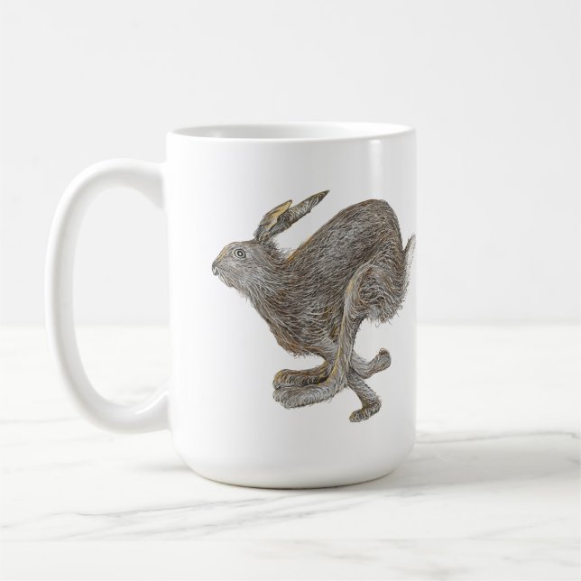 Rabbit Springa Running Hopping Fast Art Kaffemugg (Vänster)
