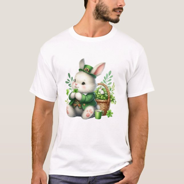 Rabbit St patricks day T Shirt (Framsida)