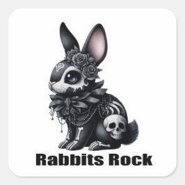 Rabbit Sten Fyrkantigt Klistermärke