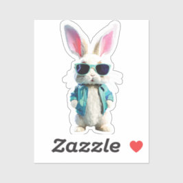 Rabbit Sticker with Jacket and Sunglasses Klistermärken