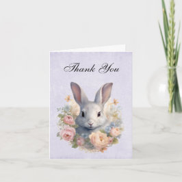 Rabbit Surrounded by Pastel Flowers Cute Tack Kort