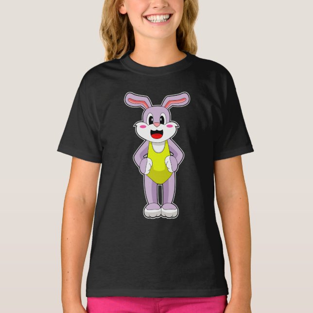 Rabbit Swimming Simma kostym T Shirt (Framsida)