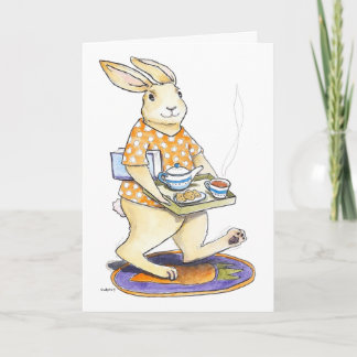 Rabbit Tea Tray Get Well card Kort