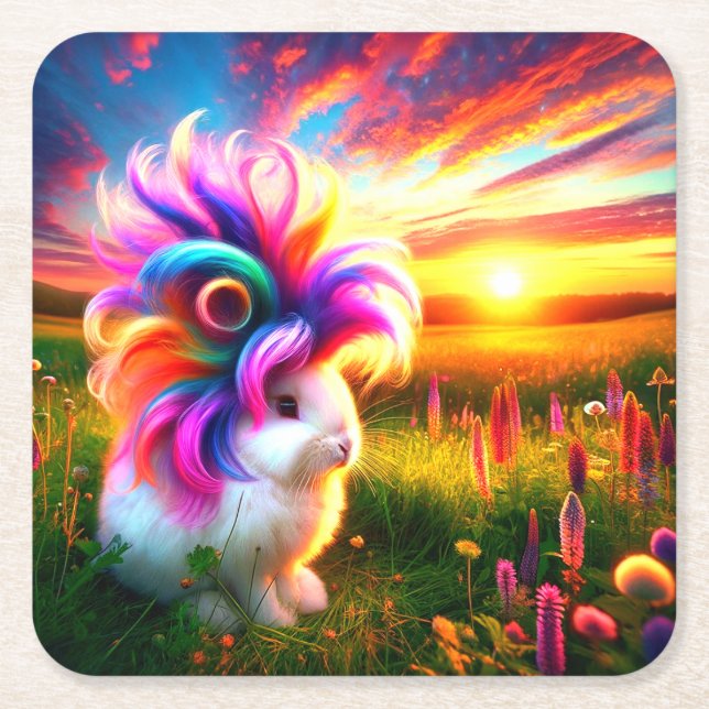 Rabbit Underlägg Papper Kvadrat (Framsidan)