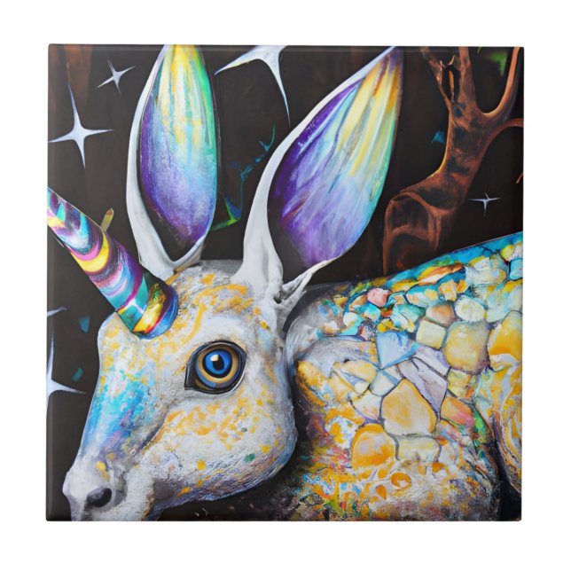 Rabbit Unicorn Ceramic Tile Kakelplatta (Framsidan)