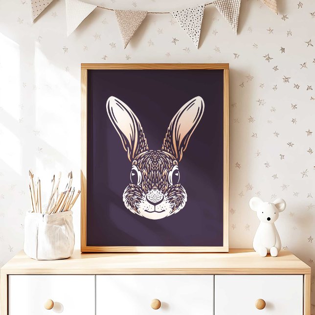 Rabbit | Utskrift av skogskorgens kanonvägg Poster (Woodland Rabbit Nursery Wall Art Poster Print by TinkPrints.)