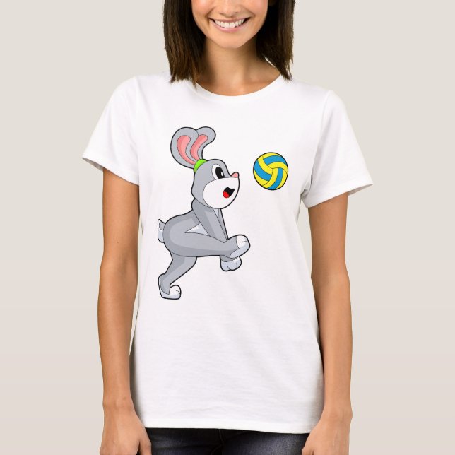 Rabbit Volleyball player Volleyball Sports T Shirt (Framsida)