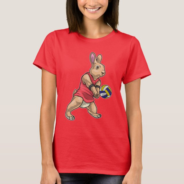 Rabbit Volleyball-spelare Volleyball T Shirt (Framsida)