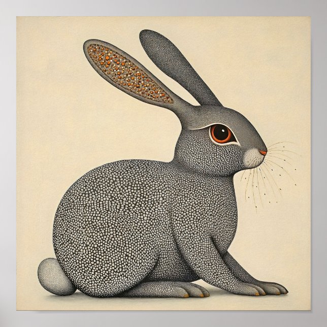 Rabbit Wall Art Wildlife Animal Poster (Framsidan)
