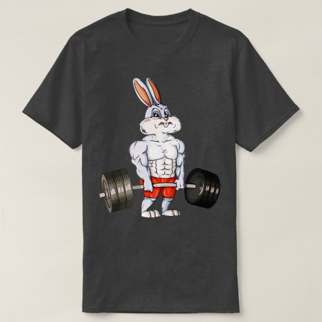 Rabbit Weightlift Funny Deadlift Fitness Påsk T Shirt (Design framsida)