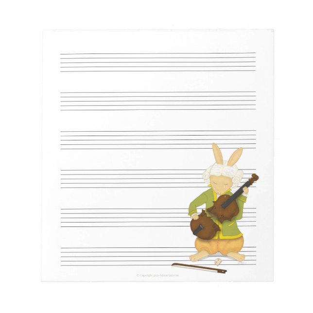 Rabbit with Broken Violin Music Manuscript Papper Anteckningsblock (Framsida)