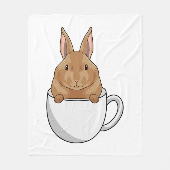 Rabbit with Cup of Coffee Fleecefilt (Framsidan)