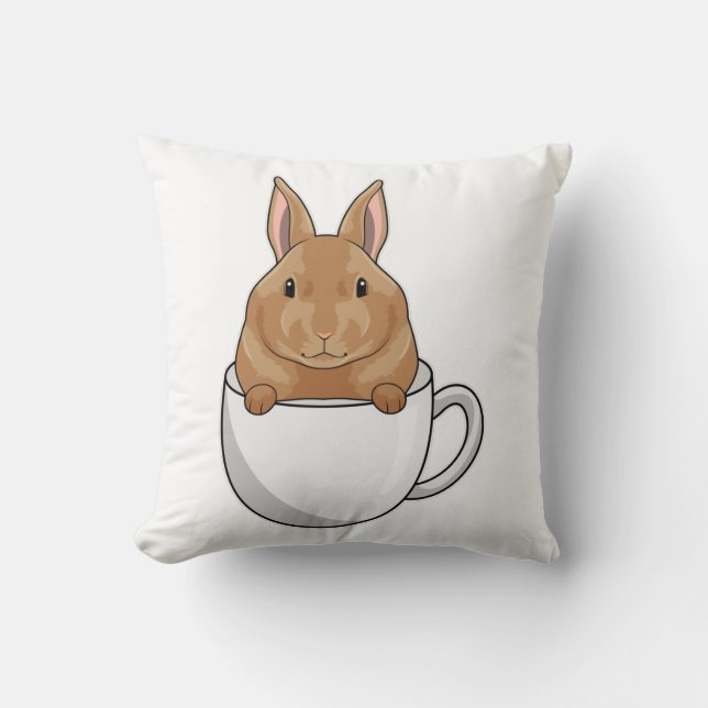 Rabbit with Cup of Coffee Kudde (Framsida)