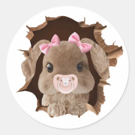 Rabbit with pacifier runt klistermärke