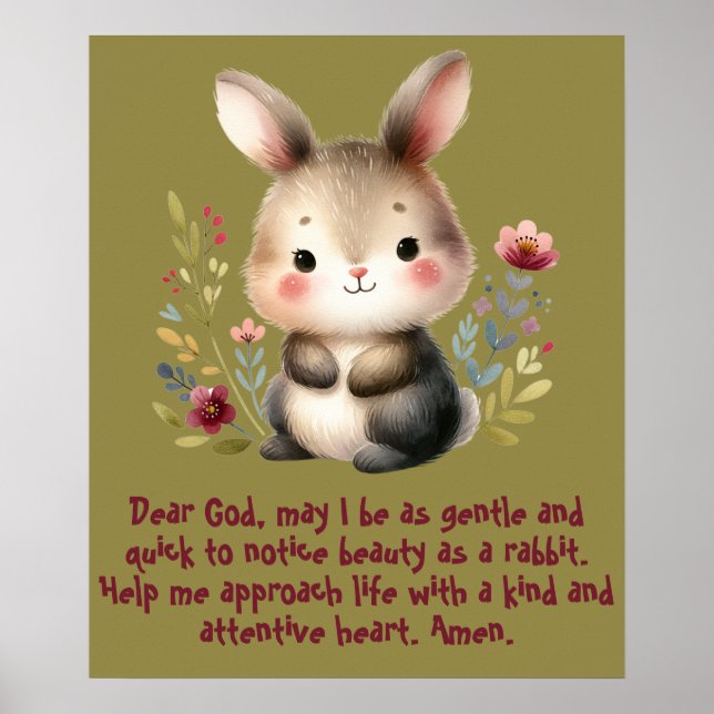 Rabbit Woodland Kids Christian Prayer på Grönten | Poster (Framsidan)