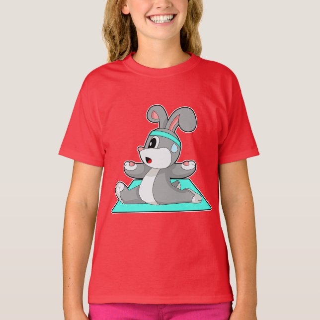 Rabbit Yoga Fitness Meditation T Shirt (Framsida)