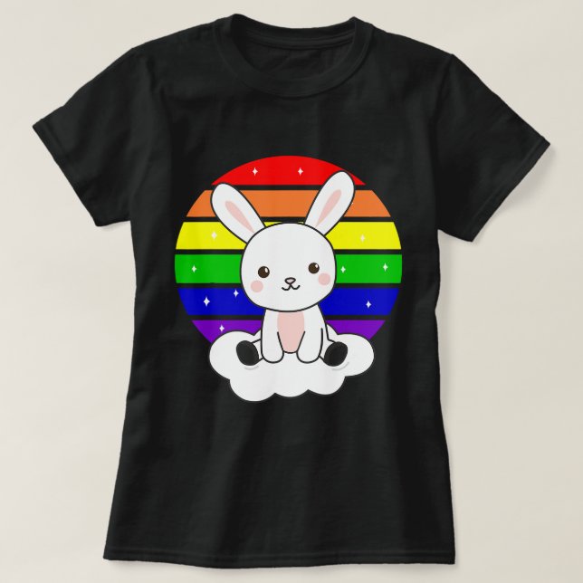 Rabbits Bunny Rainbow Colorful Sunset Kawaii Fanta T Shirt (Design framsida)