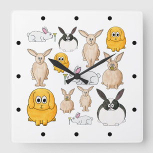 Rabbits. Fyrkantig Klocka