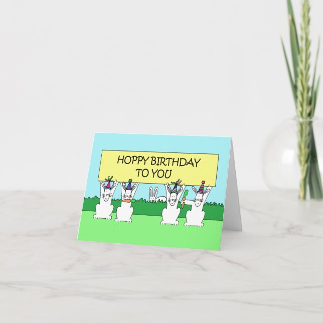 Rabbits Hoppy Birthday till dig Kort (Framsida)