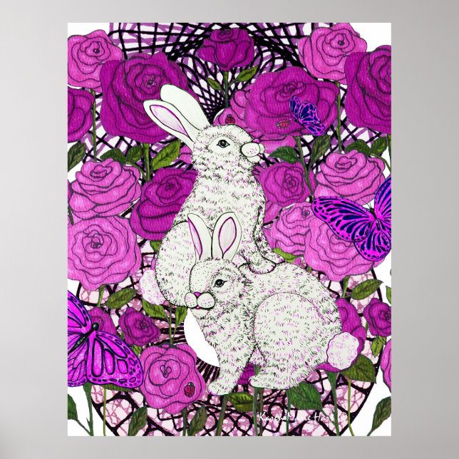 Rabbits Love Roses Poster (Framsidan)