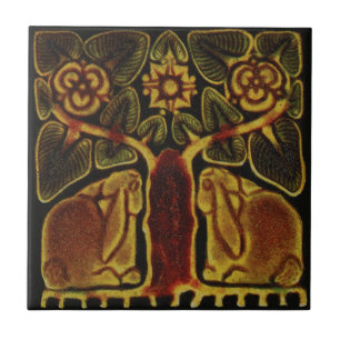 Rabbits William De Morgan Kakelplatta