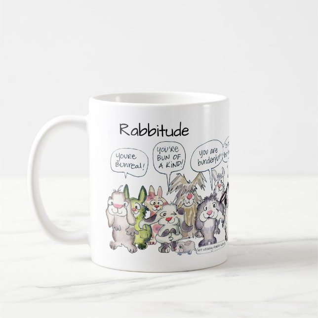 Rabbitude 19 tecknadkaniner kaffemugg (Vänster)