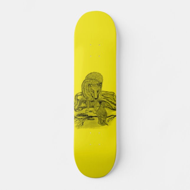 Rabe mit Varg schwarz gelb Design Mini Skateboard Bräda 18,5 Cm (Framsida)