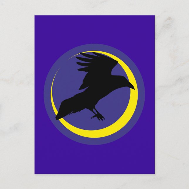 Rabe Mond Halbmond raven måne crescent Vykort (Framsida)