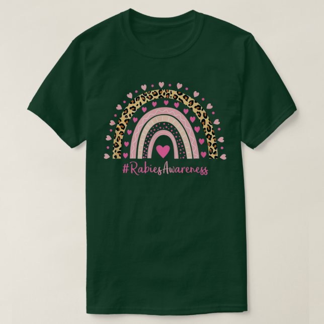 Rabies medvetandegrad Rosa Heart Leopard Rainbow R T Shirt (Design framsida)