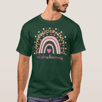 Rabies medvetandegrad Rosa Heart Leopard Rainbow R T Shirt