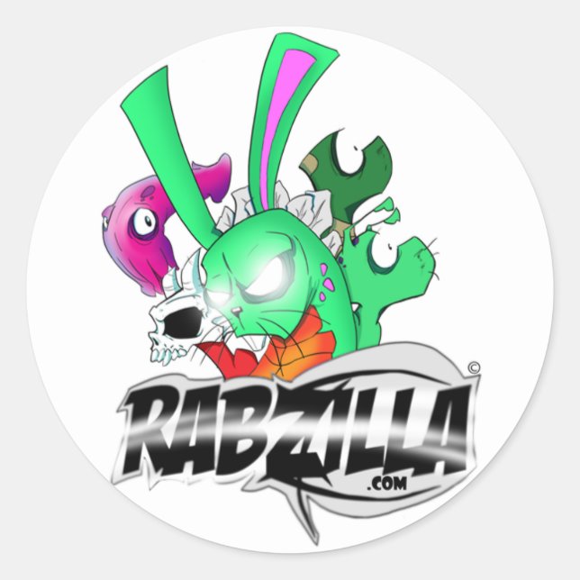 Rabzilla Sticker Runt Klistermärke (Framsida)