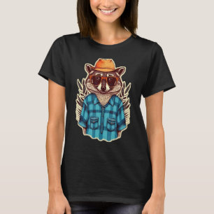 Raccon med en hatt och glasögon, styck t shirt