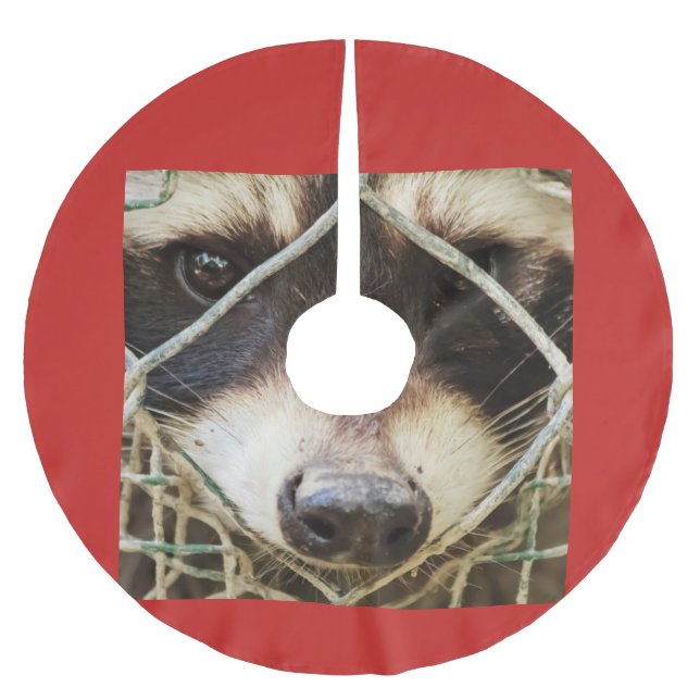 Raccon på Träd Skirt, Braved Polyester Julgransmatta Borstad Polyester (Framsidan)