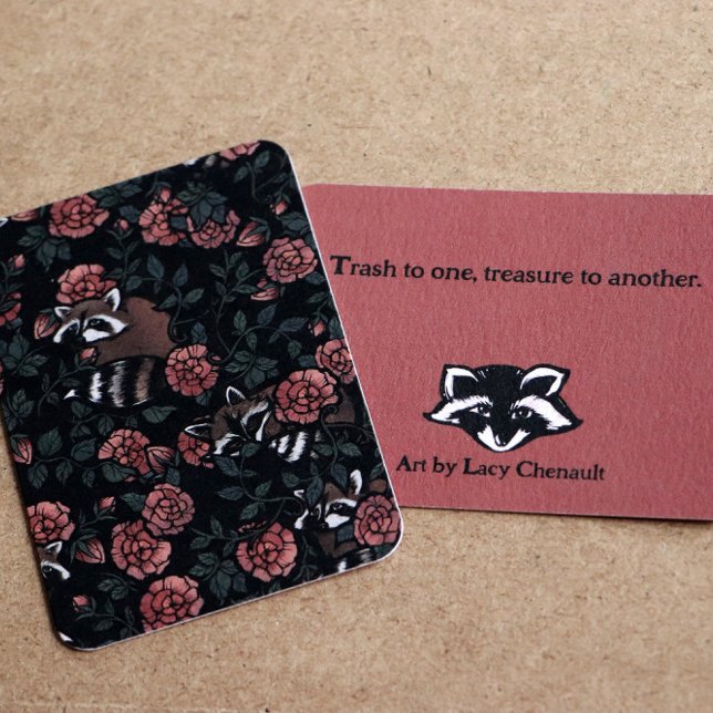 Raccoon älskare raccoons art 1 person sopor anteckningskort (Skapare uppladdad)