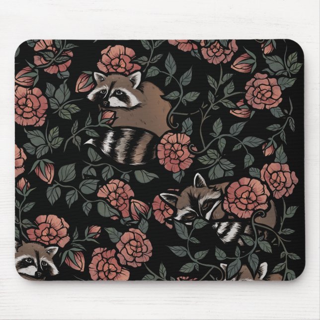 Raccoon älskare raccoons art 1 person sopor musmatta (Framsidan)
