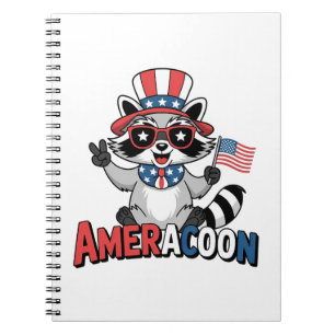 Raccoon Americoon Patriotic 4TH of july America Anteckningsbok