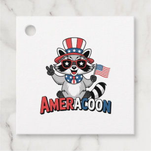 Raccoon Americoon Patriotic 4TH of july America Gåvor Etiketter
