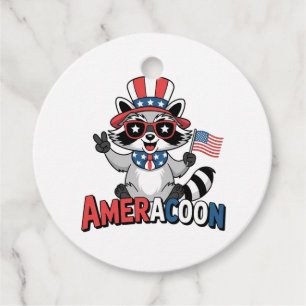 Raccoon Americoon Patriotic 4TH of july America Gåvor Etiketter