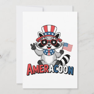 Raccoon Americoon Patriotic 4TH of july America Inbjudningar