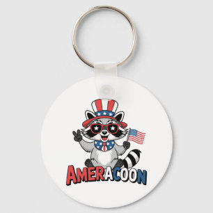 Raccoon Americoon Patriotic 4TH of july America Nyckelring