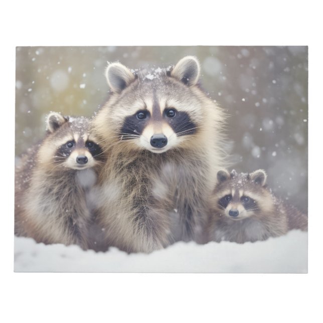 Raccoon Animal Family Wandering Nature Anteckningsblock (Framsida)