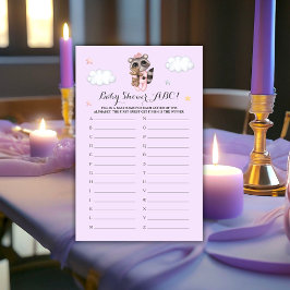 Raccoon Animal Girl Baby Shower Game ABC