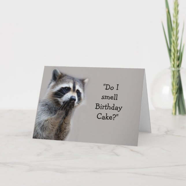 Raccoon Animal Humor Birthday Cake Fun Card Kort (Framsida)