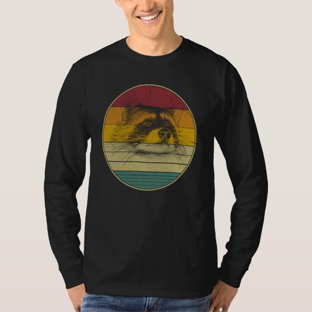 Raccoon Animal Retro Sunset Style Vintage T Shirt (Framsida)