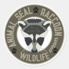 Raccoon Animal Seal Sticker Runt Klistermärke